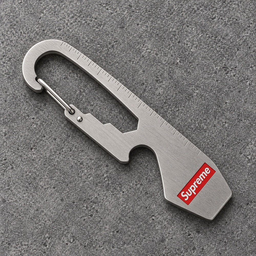 Supreme Multi-Tool Carabiner Keychain Silver Red Box Logo Bottle Opener EDC OS
